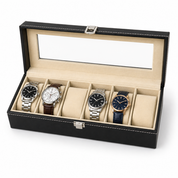 Valetra Classic 6-Slot Watch Box with Display Window – Black