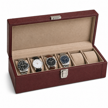 Valetra Luxury 6-Slot Watch Box Organizer – Burgundy
