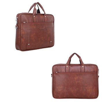 Premium Vintage Leather Laptop Bag for Men & Women | Office Briefcase | Brown