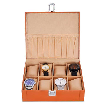 Luxury 6-Slot Watch Storage Box with Accessory Pocket | Premium Leather Watch Organizer